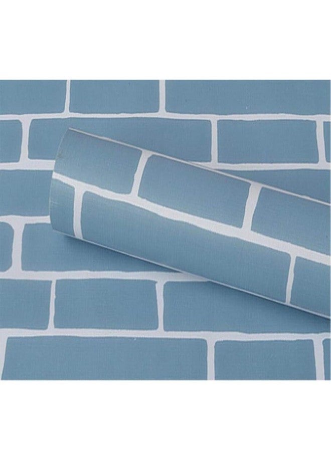 Nimbose® Big Size Beautiful Sky-Blue Bricks Self Adhesive Wallpaper for Kitchen Bed Room Living Room Furnitures Peel-Stick Vinyl Wallaper (45x1000 cm) - Image 1